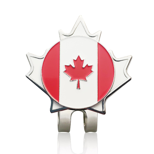 Klip na kapelusz z Kanadyjską flagą jako marker piłki golfowej z magnesem - prezent dla taty / liście klonu / wysoka jakość (1 pc) - Wianko - 3