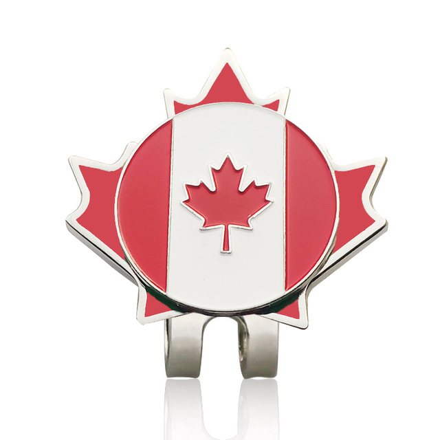 Klip na kapelusz z Kanadyjską flagą jako marker piłki golfowej z magnesem - prezent dla taty / liście klonu / wysoka jakość (1 pc) - Wianko - 5