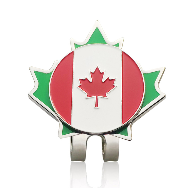 Klip na kapelusz z Kanadyjską flagą jako marker piłki golfowej z magnesem - prezent dla taty / liście klonu / wysoka jakość (1 pc) - Wianko - 4