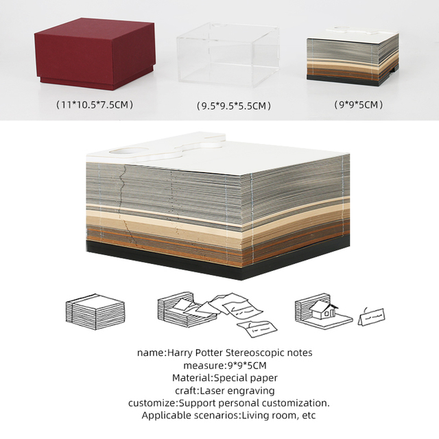 Kostka 3D Omoshiroi Harry Design - Blok kreatywny z zamek, notatnik, kalendarz adwentowy - Wianko - 4