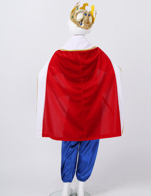 Zestaw 7 elementów dla chłopców: Średniowieczny król Halloween Cosplay - Kostium w zbiorze z długimi rękawami, spodniami, pasem, płaszczem, pałąkiem i opaską - Wianko - 9