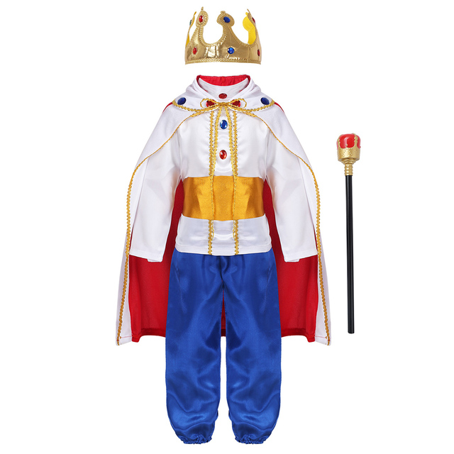 Zestaw 7 elementów dla chłopców: Średniowieczny król Halloween Cosplay - Kostium w zbiorze z długimi rękawami, spodniami, pasem, płaszczem, pałąkiem i opaską - Wianko - 10