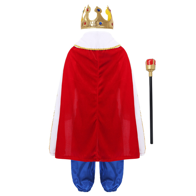 Zestaw 7 elementów dla chłopców: Średniowieczny król Halloween Cosplay - Kostium w zbiorze z długimi rękawami, spodniami, pasem, płaszczem, pałąkiem i opaską - Wianko - 13