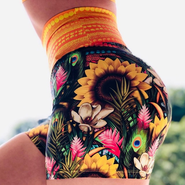 Legginsy do jogi wysokiej talii Push Up, spodenki do biegania i na siłownię ze scrunch butt oraz efektem seamless print - elastyczne i sportowe ubranie dla kobiet - Wianko - 8