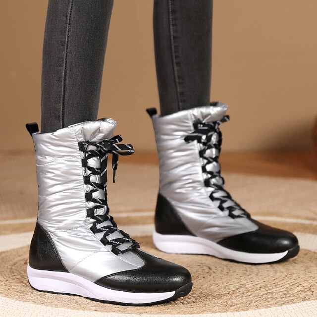 Skórzane damskie zimowe buty do kostki - utrzymujące ciepło, pluszowe, wodoodporne, wygodne - Wianko - 13