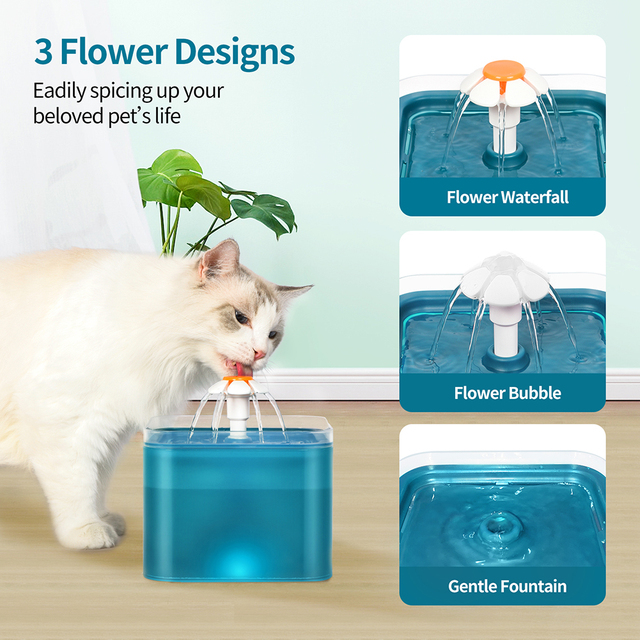 Automatyczny dozownik do wody dla kotów i małych psów - poidełko fontanna, 2L - Wianko - 4
