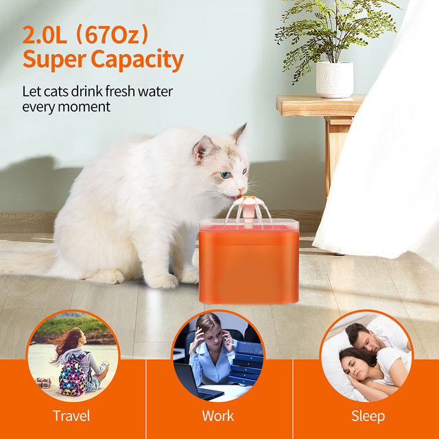 Automatyczny dozownik do wody dla kotów i małych psów - poidełko fontanna, 2L - Wianko - 6
