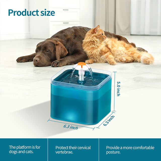 Automatyczny dozownik do wody dla kotów i małych psów - poidełko fontanna, 2L - Wianko - 15