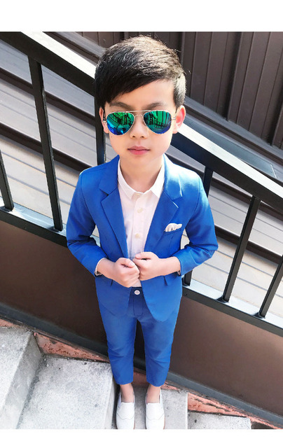 Bawełniany ślubny blazer dla chłopców - Wiosna Royal Blue - Wianko - 9
