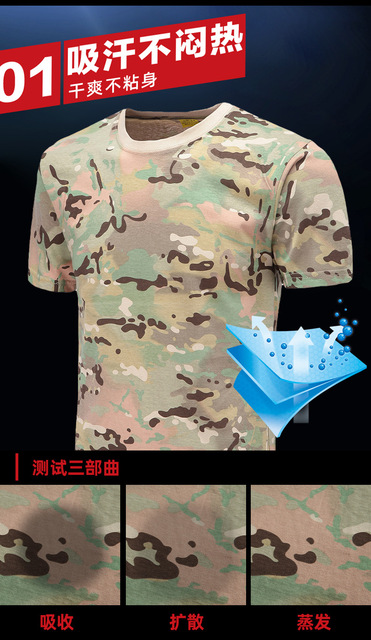 Koszula wojskowa z krótkim rękawem z kamuflażem taktycznym - 100% bawełny, szybkoschnąca, idealna do pieszych wycieczek i polowań - Wianko - 12
