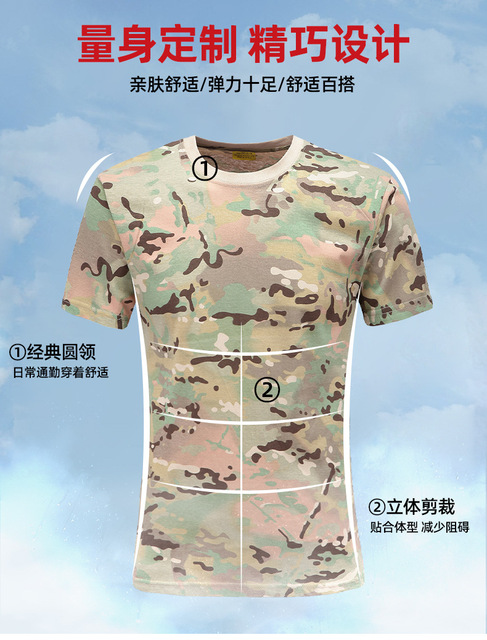 Koszula wojskowa z krótkim rękawem z kamuflażem taktycznym - 100% bawełny, szybkoschnąca, idealna do pieszych wycieczek i polowań - Wianko - 15