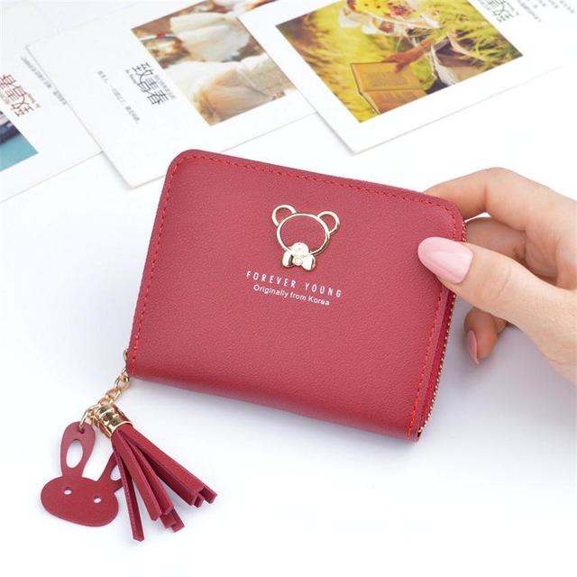 Różowa skórzana portmonetka - stylowy, kompaktowy i praktyczny portfel damski z monetką i kieszenią na karty biznesowe - Wianko - 8