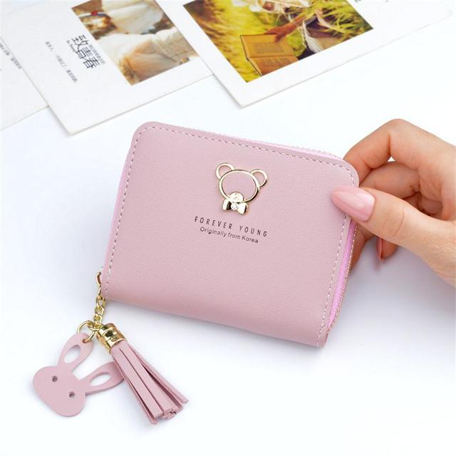 Różowa skórzana portmonetka - stylowy, kompaktowy i praktyczny portfel damski z monetką i kieszenią na karty biznesowe - Wianko - 9