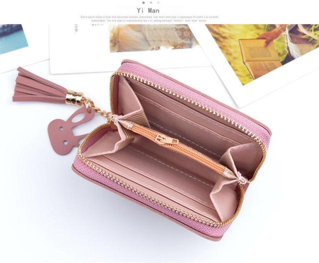Różowa skórzana portmonetka - stylowy, kompaktowy i praktyczny portfel damski z monetką i kieszenią na karty biznesowe - Wianko - 3
