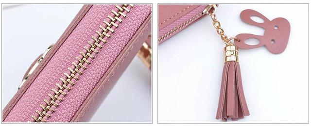 Różowa skórzana portmonetka - stylowy, kompaktowy i praktyczny portfel damski z monetką i kieszenią na karty biznesowe - Wianko - 5