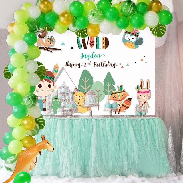 Zielony balon dekoracyjny FENGRISE w stylu dżungli safari - zwierzęta urodzinowe dla dzieci - Wianko - 3
