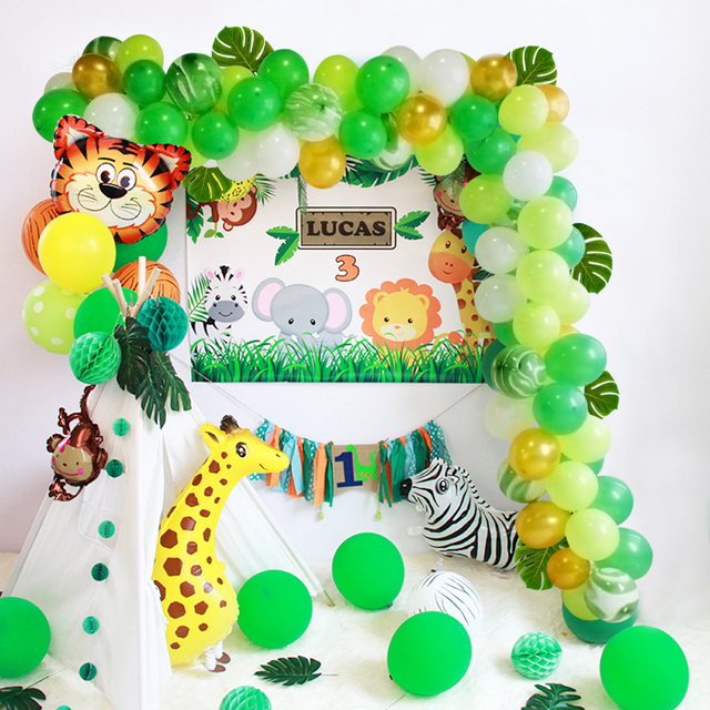 Zielony balon dekoracyjny FENGRISE w stylu dżungli safari - zwierzęta urodzinowe dla dzieci - Wianko - 4