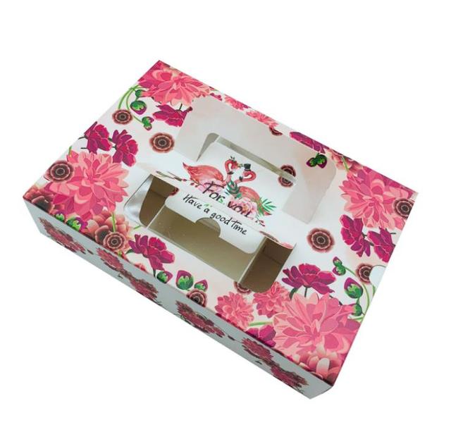 Pudełko na mooncake z kwiatowym wzorem, przenośne, o wymiarach 23.5*16.5*5cm z uchwytem, idealne na herbatniki i cukierki - 100 szt - Wianko - 3