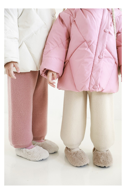Nowe zimowe dziewczęce aksamitne spodnie z dzianiny - grube, czyste i dopasowane - Wianko - 23