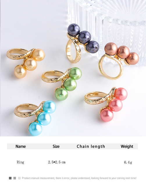 Nowe pierścienie SophiaXuan z perłami pokrytymi złotem - zestaw pierścionków hawajskich dla kobiet 2021 Trend - Wianko - 6