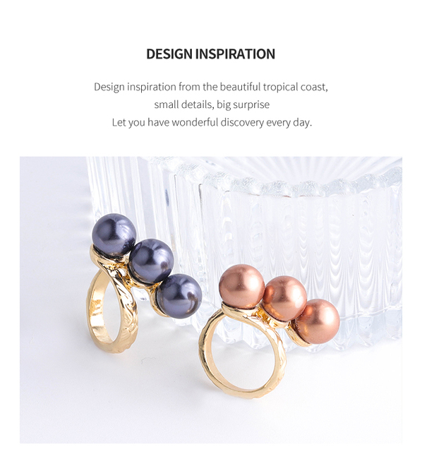 Nowe pierścienie SophiaXuan z perłami pokrytymi złotem - zestaw pierścionków hawajskich dla kobiet 2021 Trend - Wianko - 9