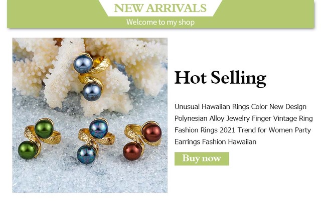 Nowe pierścienie SophiaXuan z perłami pokrytymi złotem - zestaw pierścionków hawajskich dla kobiet 2021 Trend - Wianko - 2