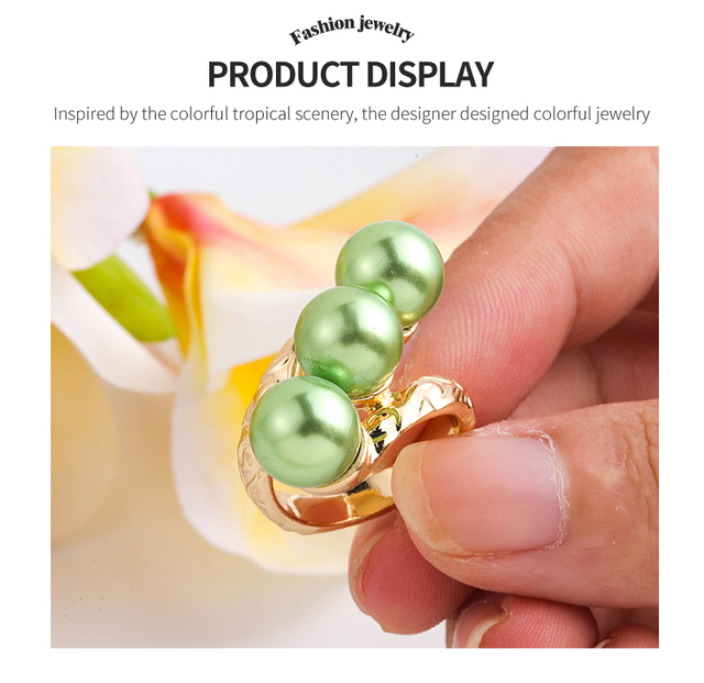 Nowe pierścienie SophiaXuan z perłami pokrytymi złotem - zestaw pierścionków hawajskich dla kobiet 2021 Trend - Wianko - 12