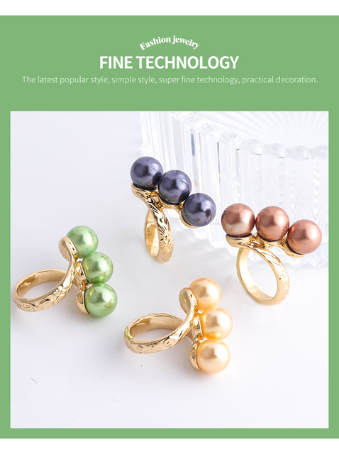 Nowe pierścienie SophiaXuan z perłami pokrytymi złotem - zestaw pierścionków hawajskich dla kobiet 2021 Trend - Wianko - 11