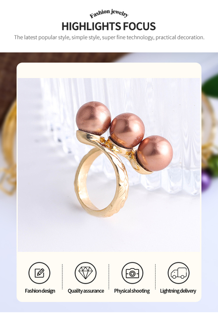 Nowe pierścienie SophiaXuan z perłami pokrytymi złotem - zestaw pierścionków hawajskich dla kobiet 2021 Trend - Wianko - 8