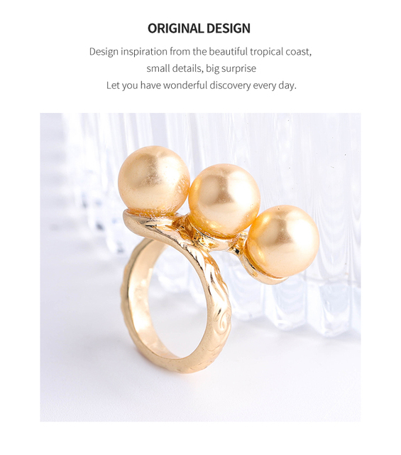 Nowe pierścienie SophiaXuan z perłami pokrytymi złotem - zestaw pierścionków hawajskich dla kobiet 2021 Trend - Wianko - 7
