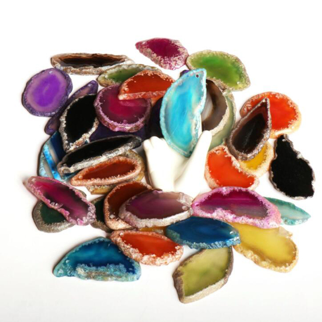 Agat Geode polerowane kryształy - 5 sztuk - naturalne - uzdrowienie Reiki - kamień kwarcowy - naszyjnik mineralny - dekoracja domowa - 3-5cm - Wianko - 1