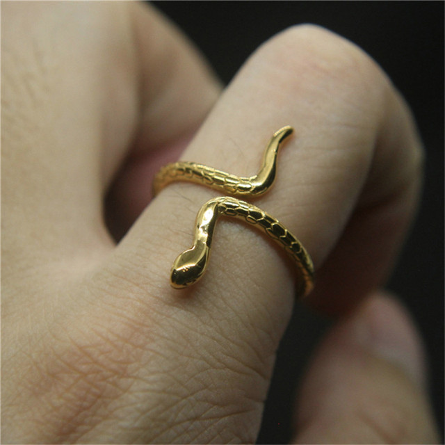 Pierścień Wąż Cobra z Stali Nierdzewnej w Złotym Kolorze - Rozmiar 6-12 - Wianko - 1