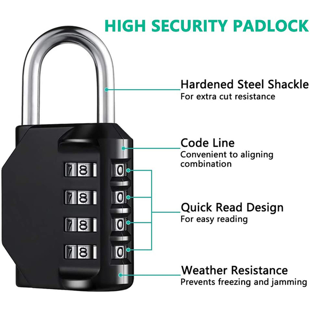 Zamek szyfrowy 4 Digit wodoodporny - Kłódka do szkoły i na zewnątrz bramy - Wianko - 3
