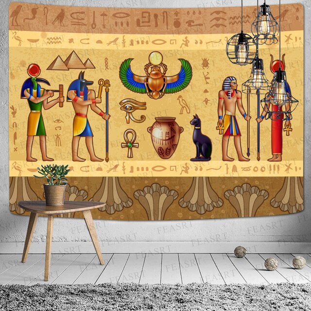 Gobelin ściany wiszący - egipskie bogowie, faraon, hieroglify - dekoracja do sypialni - Wianko - 11
