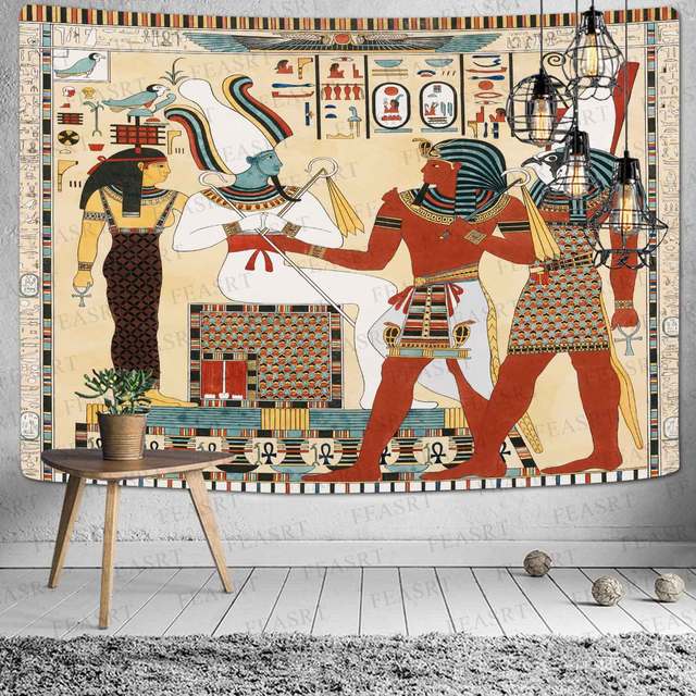 Gobelin ściany wiszący - egipskie bogowie, faraon, hieroglify - dekoracja do sypialni - Wianko - 5