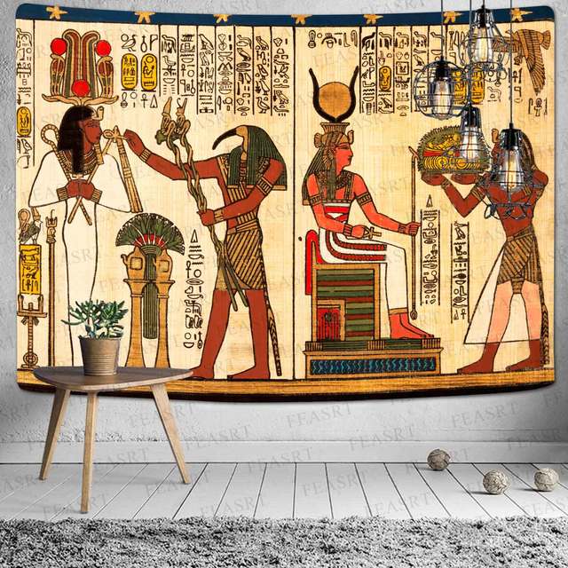 Gobelin ściany wiszący - egipskie bogowie, faraon, hieroglify - dekoracja do sypialni - Wianko - 3