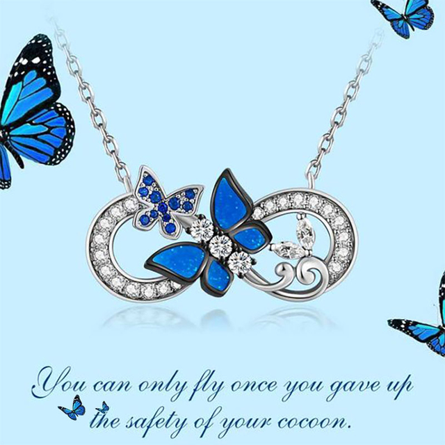 Naszyjnik damska Hollow wisiorek z niebieskim motylem - hurtownia przedmiotów vintage Boho biżuteria gotycka - Wianko - 1