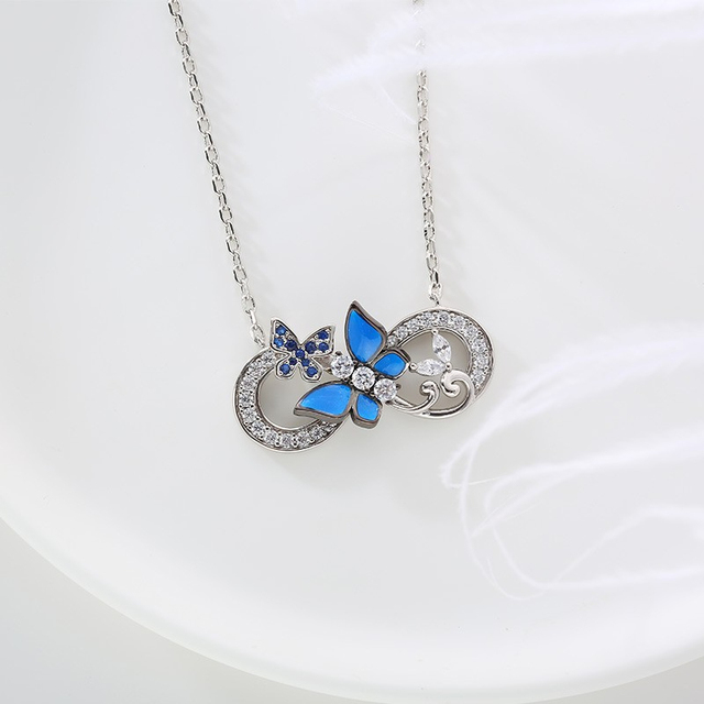 Naszyjnik damska Hollow wisiorek z niebieskim motylem - hurtownia przedmiotów vintage Boho biżuteria gotycka - Wianko - 5