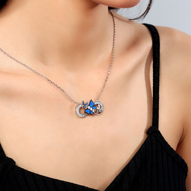 Naszyjnik damska Hollow wisiorek z niebieskim motylem - hurtownia przedmiotów vintage Boho biżuteria gotycka - Wianko - 2