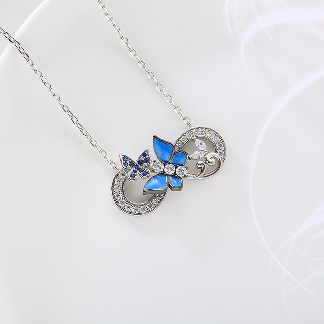 Naszyjnik damska Hollow wisiorek z niebieskim motylem - hurtownia przedmiotów vintage Boho biżuteria gotycka - Wianko - 4