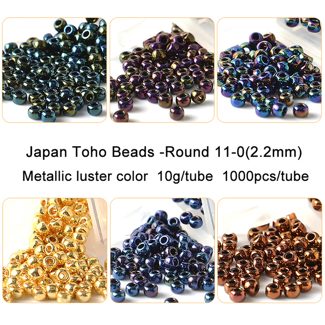 Koraliki TOHO 11/0 metaliczny kolor 2.2mm 10g - szklane koraliki do robótek ręcznych, DIY, tworzenia biżuterii (bransoletki) z Japonii - Wianko - 1