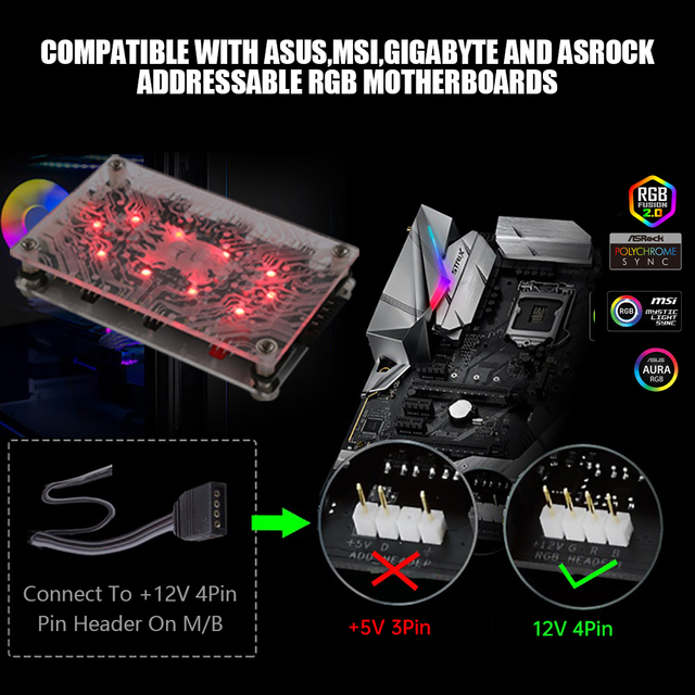 TISHRIC ARGB i PWM piasta wentylatora 12V 4Pin rozdzielacz kontroler LED chłodzenie 2w1 taśma LED PC RGB dla ASUS/MSI - Wianko - 7