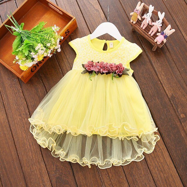 Sukienka w kwiaty dla dziewczynek, tiulowa, koronkowa - Wianko - 3