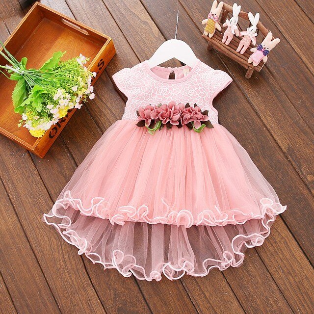 Sukienka w kwiaty dla dziewczynek, tiulowa, koronkowa - Wianko - 4