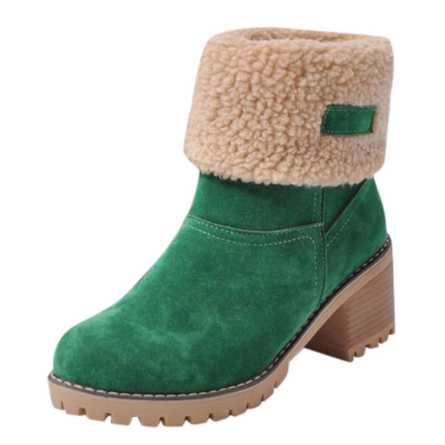 Ciepłe pluszowe damskie buty Chunky Heel - botki damskie zimowe śniegowe buty moda szpilki - Wianko - 16