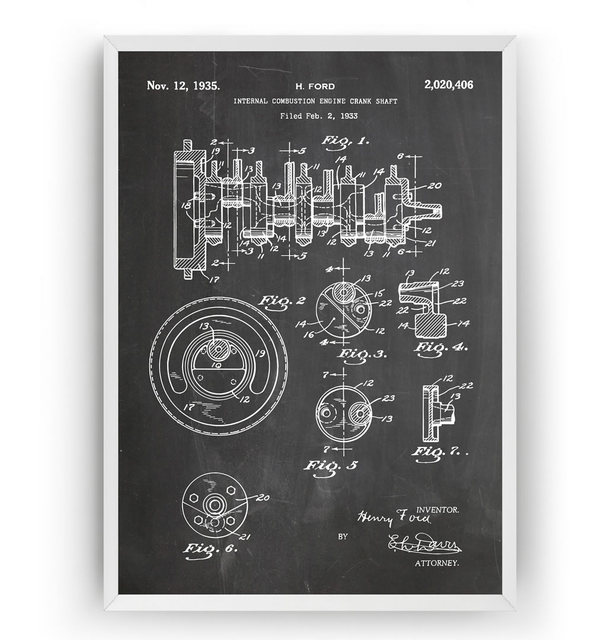 Plakat na płótnie z 1935 r. - Vintage Henry Ford Wał Korbowy - Patent Pojazd Silnikowy - Malarstwo i dekoracje ścienne - Wianko - 4