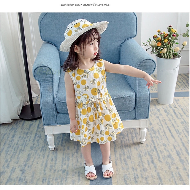 Sukienka dla dziewczynek żółte kropki bez rękawów i z kapeluszem, Princess Dressing, rozmiary 2-7 lat - Wianko - 9