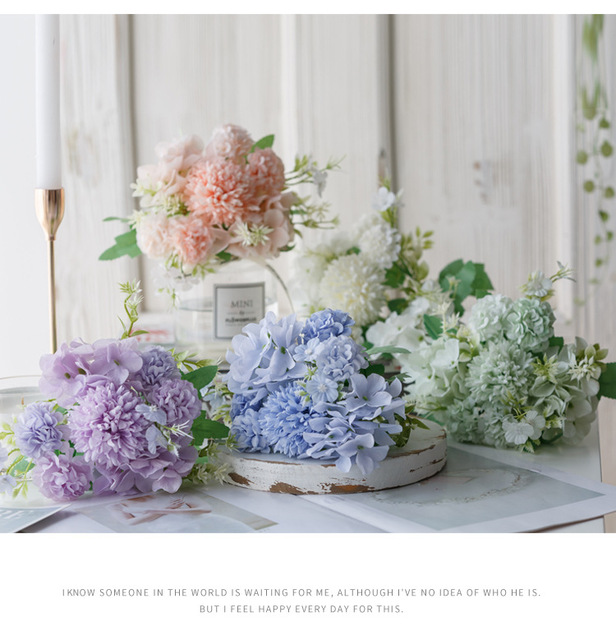 Sztuczny kwiat hortensja Nordic - bukiet ślubny do dekoracji stołu na przyjęcie - Wianko - 6