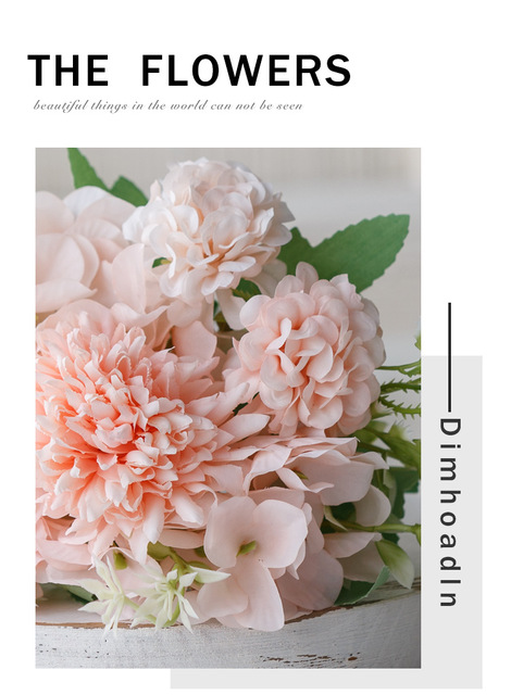 Sztuczny kwiat hortensja Nordic - bukiet ślubny do dekoracji stołu na przyjęcie - Wianko - 3