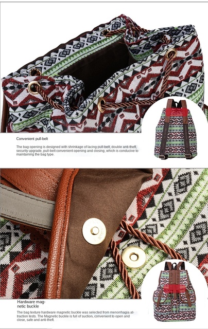 Plecak damska moda podróżna w stylu retro z wzorem na płótnie - plecak wielofunkcyjny ze sznurkiem - Wianko - 25